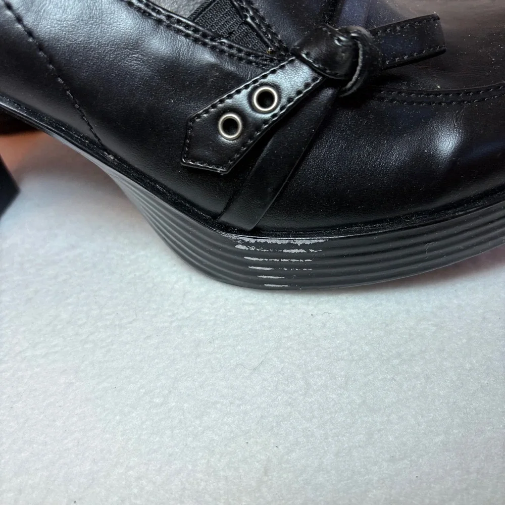 LEI Vintage Black Chunky Platform Loafers Block Heel 8.5 ONYXX Y2K Lug Sole